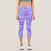 Boho Trippy Groovy Abstrakt Blob Mosaik Capri Leggings (Vorderseite)