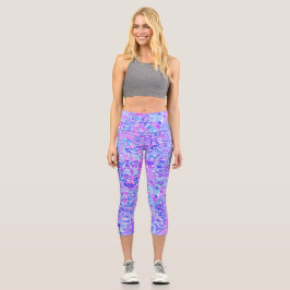 Boho Trippy Groovy Abstrakt Blob Mosaik Capri Leggings