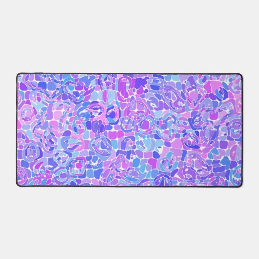 Boho Trippy Groovy Abstrakt Blob Mosaik Schreibtischunterlage (Vorderseite)