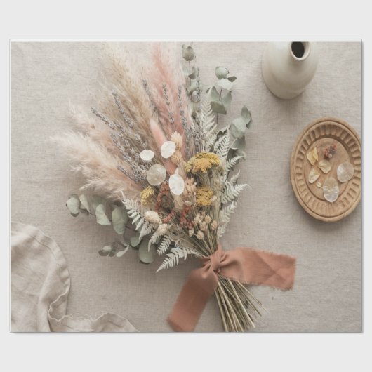 Boho Trockenblumen-Geschenkpapier Geschenkpapier (Flach)