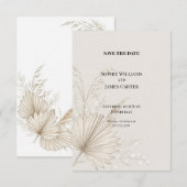 Boho-Trockenpalmen-Hochzeit - Termin vormerken Save The Date (Vorne/Hinten)