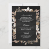 Boho trocknete Palm Floral All in One Black Weddin Einladung (Rückseite)
