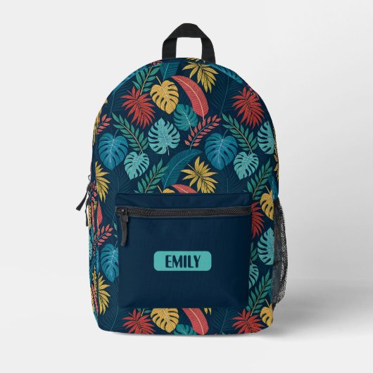 Boho-Tropenblätter-Rucksack Bedruckter Rucksack (Vorderseite)