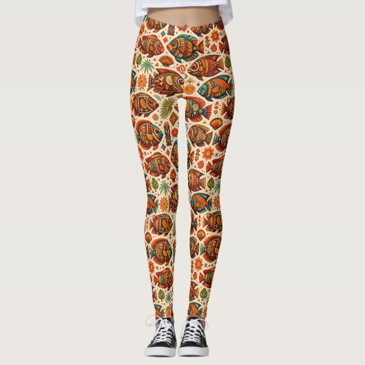 Boho-Tropenfische Leggings (Vorderseite)