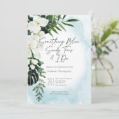 Boho Tropical Aqua Etwas Blue Brautparty Einladung (Stehend Vorderseite)