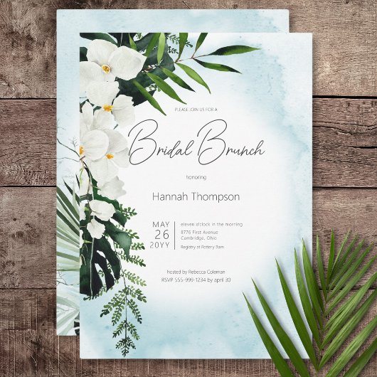 Boho Tropical Aqua Watercolor Bridal Brunch Einladung