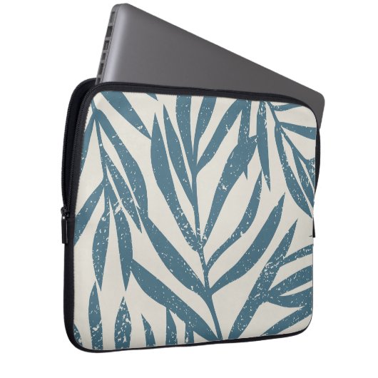 Boho Tropical Aquamarin Abstrakt Palm Blätter Laptopschutzhülle (Vorne Rechts)