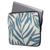 Boho Tropical Aquamarin Abstrakt Palm Blätter Laptopschutzhülle (Vorderseite Links)