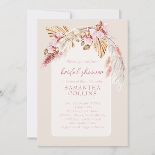 Boho Tropical Beach Brautparty Einladung (Vorderseite)