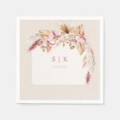 Boho Tropical Beach Floral Monogram Wedding Serviette (Vorderseite)