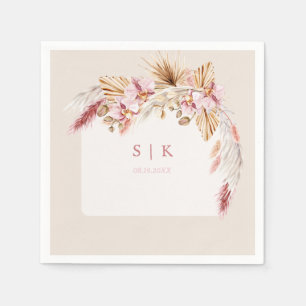 Boho Tropical Beach Floral Monogram Wedding Serviette
