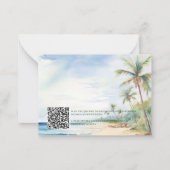 Boho Tropical Beach QR Code UAWG Wedding Mitteilungskarte (Rückseite)