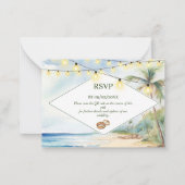 Boho Tropical Beach QR Code UAWG Wedding Mitteilungskarte (Vorderseite)