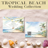 Boho Tropical Beach QR Code UAWG Wedding Mitteilungskarte