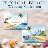 Boho Tropical Beach QR Code UAWG Wedding Mitteilungskarte