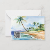 Boho Tropical Beach QR Code UAWG Wedding Mitteilungskarte (Rückseite)