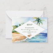 Boho Tropical Beach QR Code UAWG Wedding Mitteilungskarte (Vorderseite)