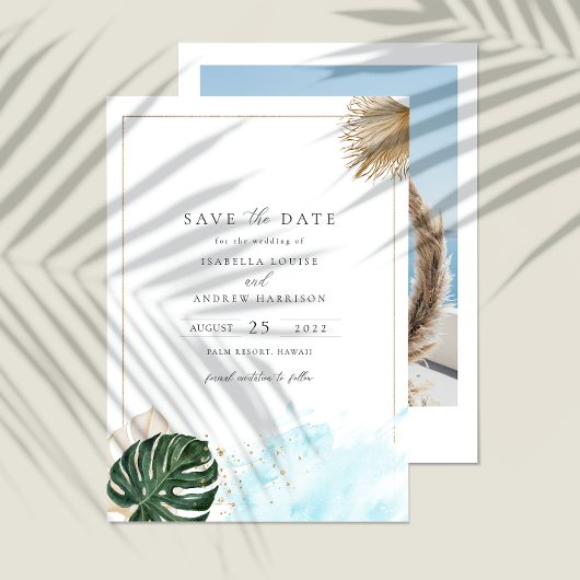 Boho Tropical Beach Save the Date Foto Einladung