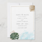 Boho Tropical Beach Save the Date Foto Einladung (Vorderseite)