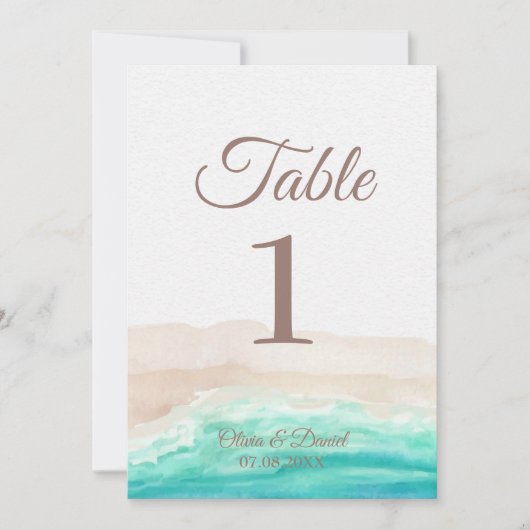 Boho Tropical Beach und Palm Trees Tischnummer (Vorderseite)