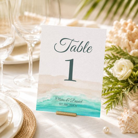 Boho Tropical Beach und Palm Trees Tischnummer