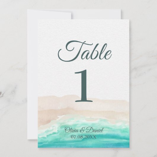 Boho Tropical Beach und Palm Trees Tischnummer (Vorderseite)