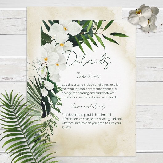 Boho Tropical Beach Wasserfarbendetails Hochzeit Begleitkarte
