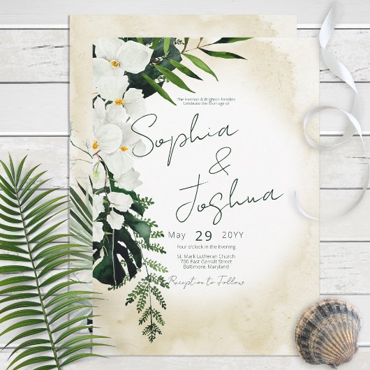 Boho Tropical Beach Watercolor Einladung zur Hochz