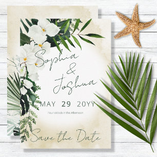 Boho Tropical Beach Watercolor Save the Date Card