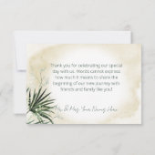 Boho Tropical Beach Watercolor Wedding Dankeskarte (Rückseite)