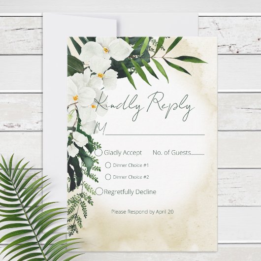 Boho Tropical Beach Watercolor Wedding RSVP Karte