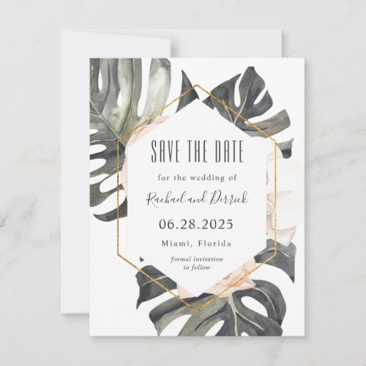 Boho Tropical Beach Wedding Save the Date (Vorderseite)