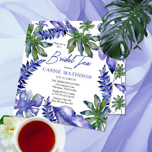 Boho Tropical Blätter Lila Green Bridal Tee Einladung