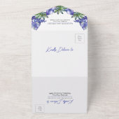 Boho Tropical Blätter Lila Grüne Hochzeit All In One Einladung (Außenbereich)