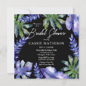 Boho Tropical Blätter Lila | Grünes Brautparty Einladung (Vorderseite)