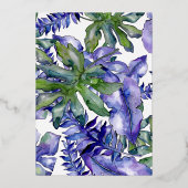 Boho Tropical Blätter Peri | Green Bridal Brunch Folieneinladung (Rückseite)