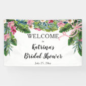 Boho Tropical Blätter | Rosa Brautparty Banner (Horizontal)