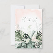 Boho Tropical Blush Wasserfarbe Save the Date Kart (Rückseite)