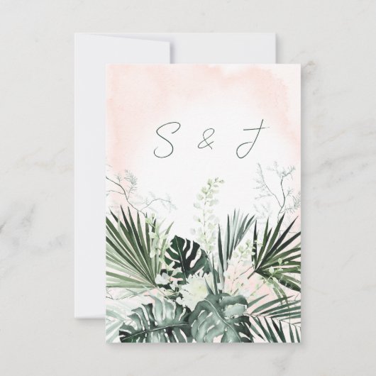 Boho Tropical Blush Wasserfarbe Save the Date Kart (Rückseite)