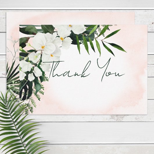Boho Tropical Blush Watercolor Hochzeit Dankeskarte