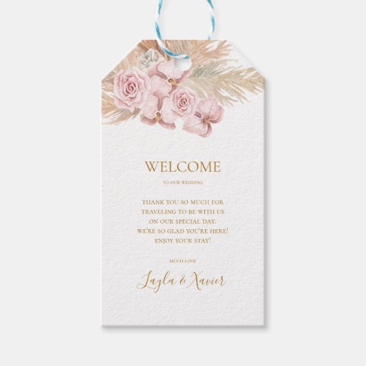 Boho Tropical Botanical | Begrüßung Geschenkanhänger (Vorderseite)