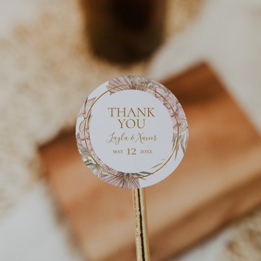 Boho Tropical Botanical | Danke Gastgeschenk Hochz Runder Aufkleber