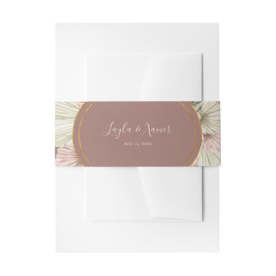 Boho Tropical Botanical Dusty Rose Wedding Einladungsbanderole