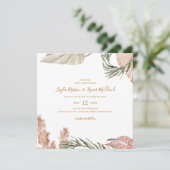 Boho Tropical Botanical | Einfache Square Wedding Einladung (Stehend Vorderseite)