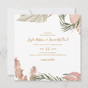 Boho Tropical Botanical   Einfache Square Wedding Einladung