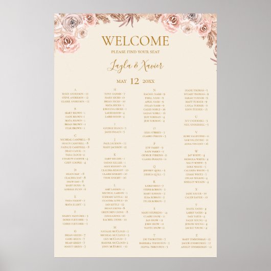 Boho Tropical Botanical Elfenbeinküste Alphabetisc Poster (Vorne)