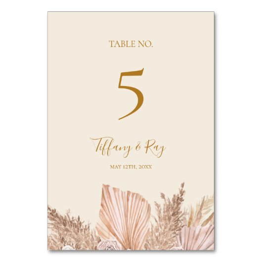 Boho Tropical Botanical | Elfenbeinküste Tischnumm Tischnummer (Rückseite)