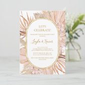 Boho Tropical Botanical | Feiern wir Einladung (Stehend Vorderseite)