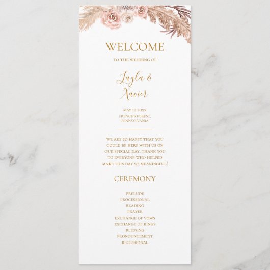 Boho Tropical Botanical | Flat Wedding Program Programm (Vorderseite)