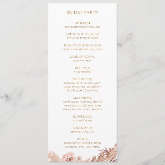 Boho Tropical Botanical | Flat Wedding Program Programm (Rückseite)